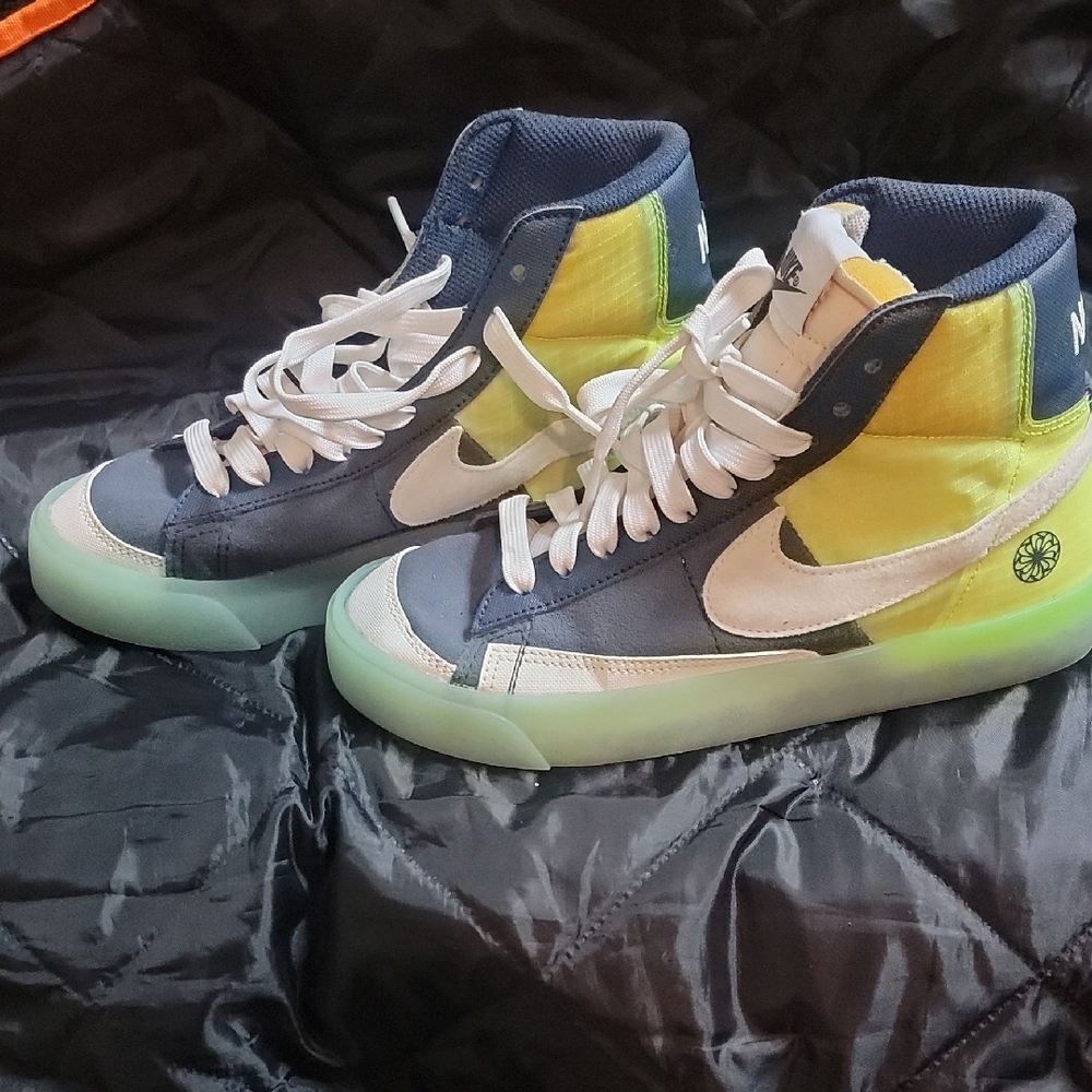 Nike Blue and Yellow High-Top Sneakers